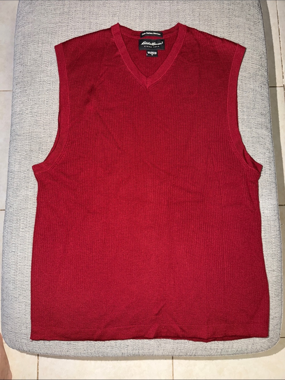 Eddie Bauer Men's Deep Red V-Neck Sweater Vest